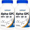 Nutricost Alpha GPC 600mg, 120 Vegetarian Capsules - Non-GMO and Gluten Free, 300mg Per Capsule (Pack of 2)