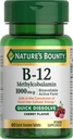 Vitamina di Bounty della natura B-12 Compresse dissolve rapido, 1000mcg, Aids nella conversione del cibo in energia cellulare, Cherry Flavor, 60ct
