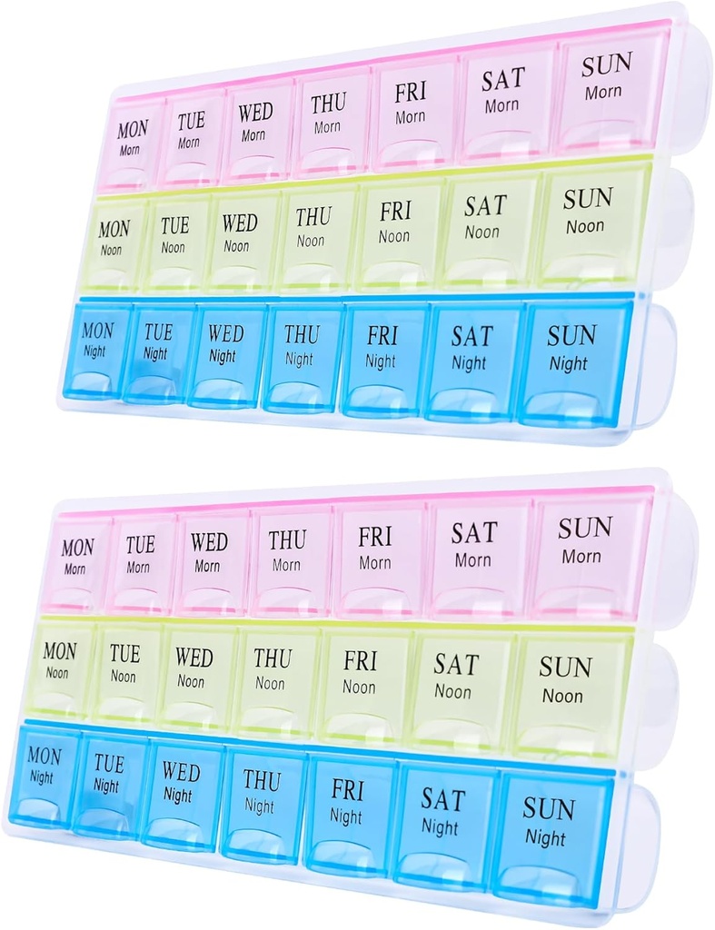 Große wöchentliche Pille Organizer 3 Mal pro Tag, Moisture-Proof 7 Tage Pille Box, Reise Pillen-Fälle Portable für Pillen Vitamin Fish Oil Supplements,Medizin-Fälle
