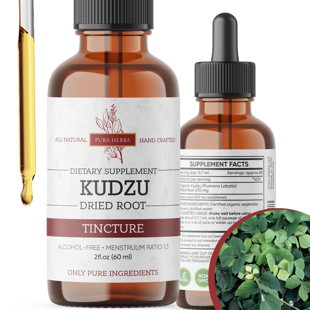 Extrait de racine Kudzu biologique – Sans alcool, supplément végétalien pour le soutien de l'alcool – 2 Fl Oz – non-OGM, fabriqué aux États-Unis