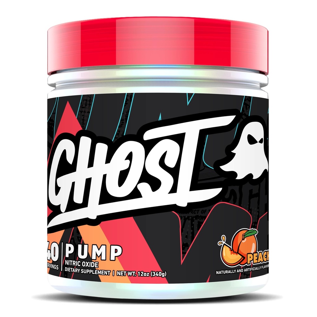 GHOST Pump Nitric Oxide Powder, Peach - 40 Servings - Zucchero-Free & Stim-Free Pre-Workout Supplements - L-Citrulline, Arginina Nitrate & L-Glutathione - Soia & Gluten-Free, Vegan