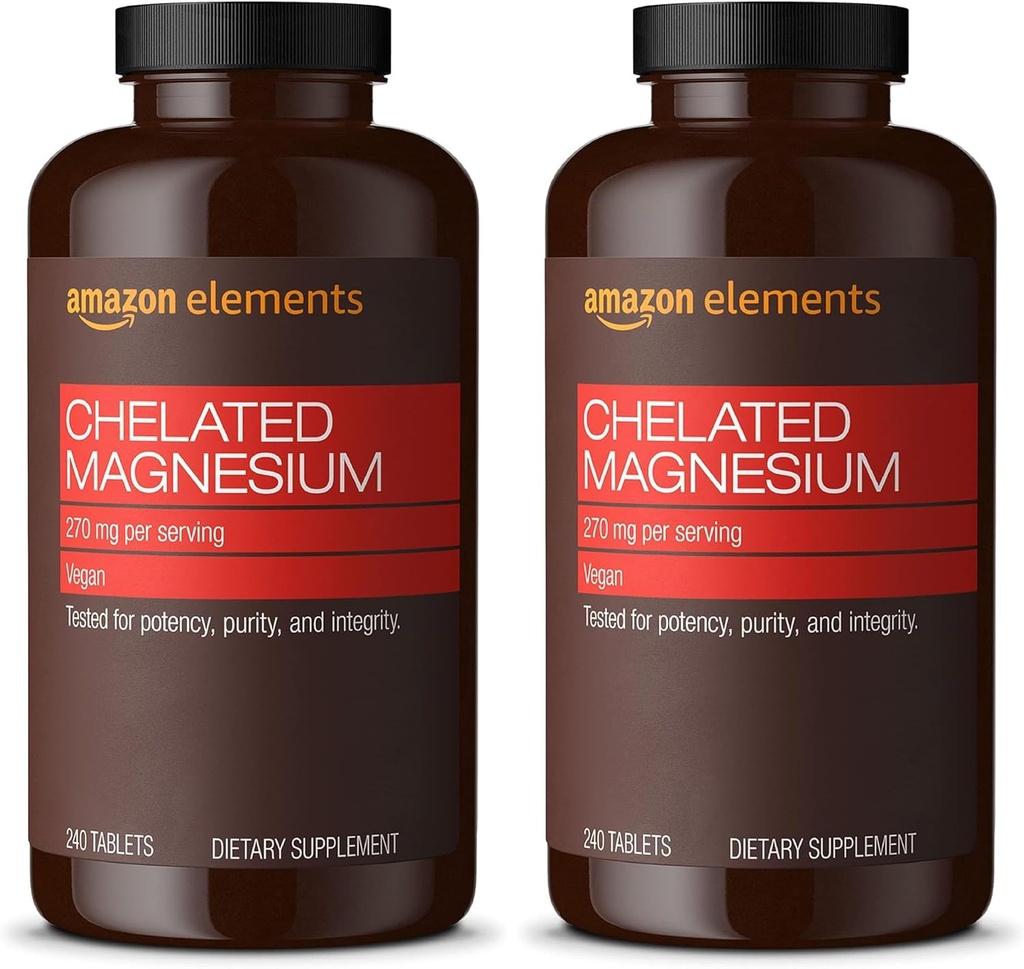 Elementi - Magnesio Chelato, 240 compresse, 270 mg per Serving, come Magnesio Glycinate Chelato, Vegan (confezione di 2)