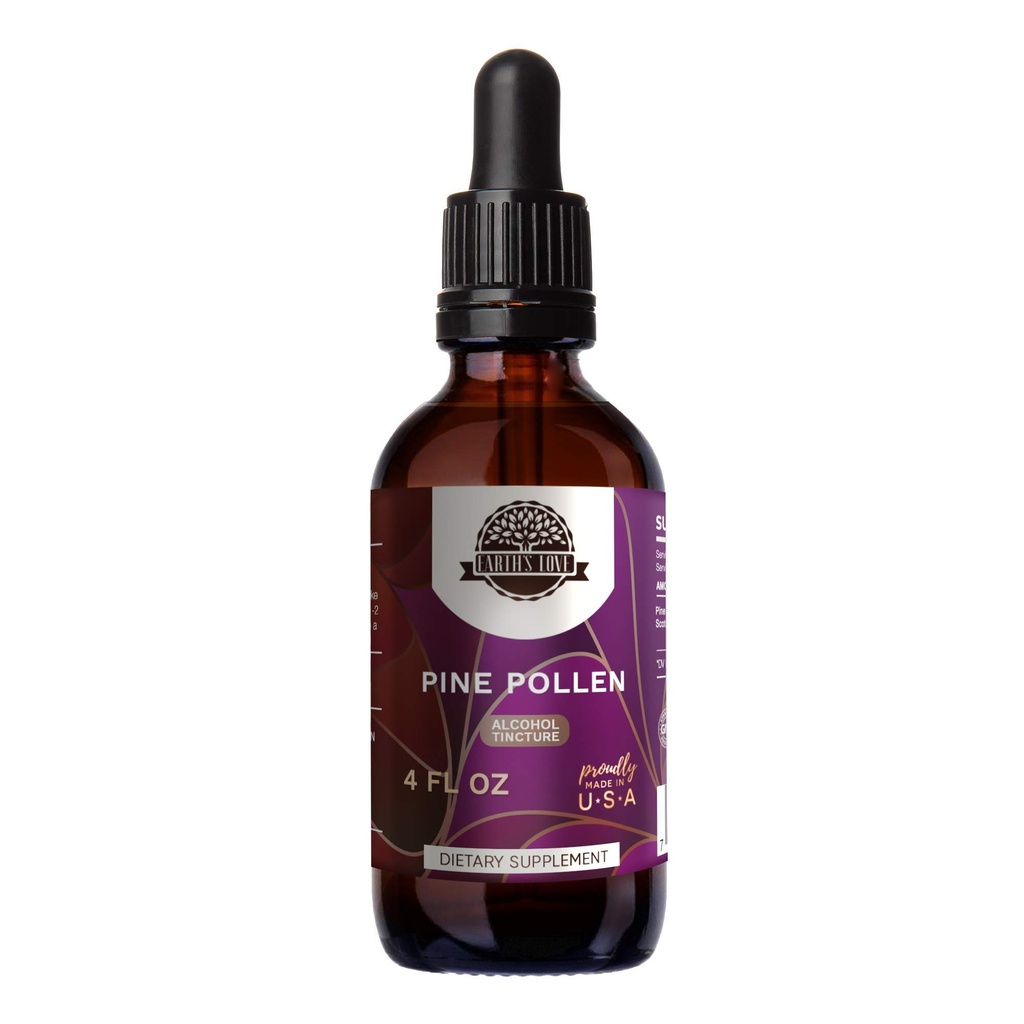 HerbEra Earth's Love - Pine Pollen Alcohol Herbal Extract Tincture, Super-Concentrated (Song Hua Fen, Scots Pine, Pinus Sylvestris) Dried Pollen (4 Fl Oz)