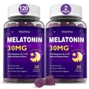 Melatonina 30mg Gummies per Adulti - Zucchero Melatonina Gummies Massima resistenza con Magnesio, B6, GABA & Botanical Blend - Non-Habit Forming,Vegan, Non OGM, Natural Mixed Berry Flavor