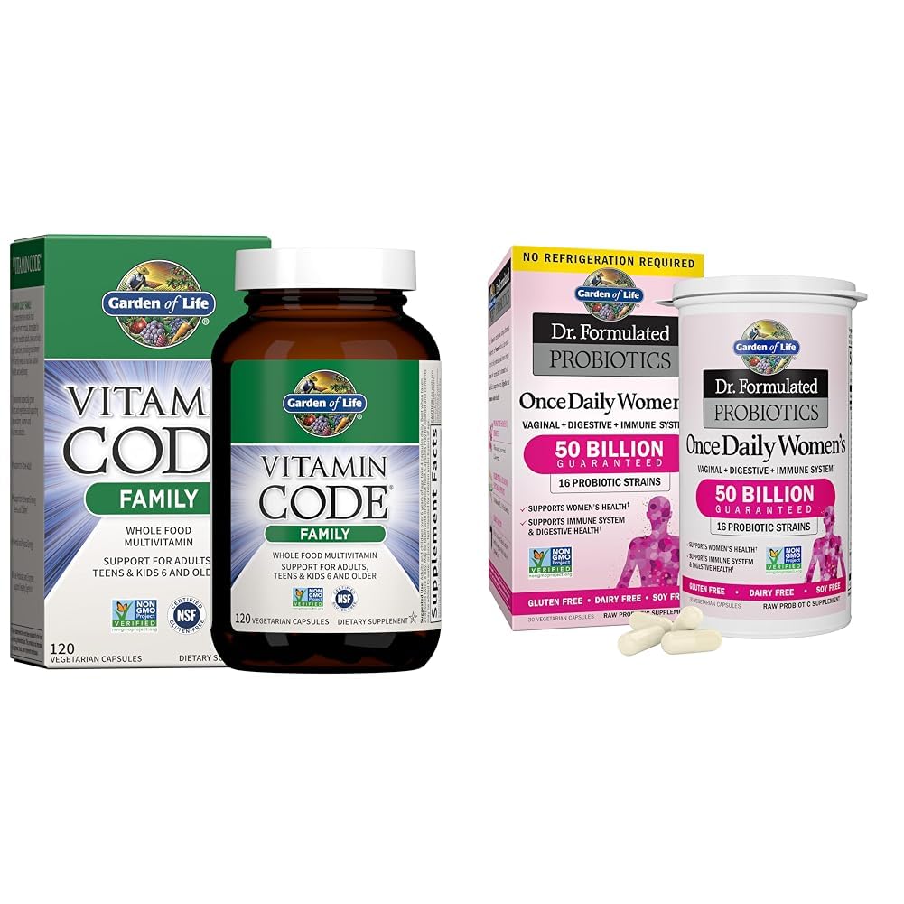 Garden of Life Multivitamin Family Formula 120 Capsules & Dr Formulated Probiotics for Women 30 Capsules Bundle