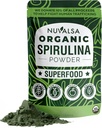 Nuvalsa Organic Spirulina Powder 1lb – 100% Pure Superfood Supplement von Blue Green Algae Non GMO für Smoothie & Protein Drink, Vegan & USDA Certified Organic - 100 Portionen