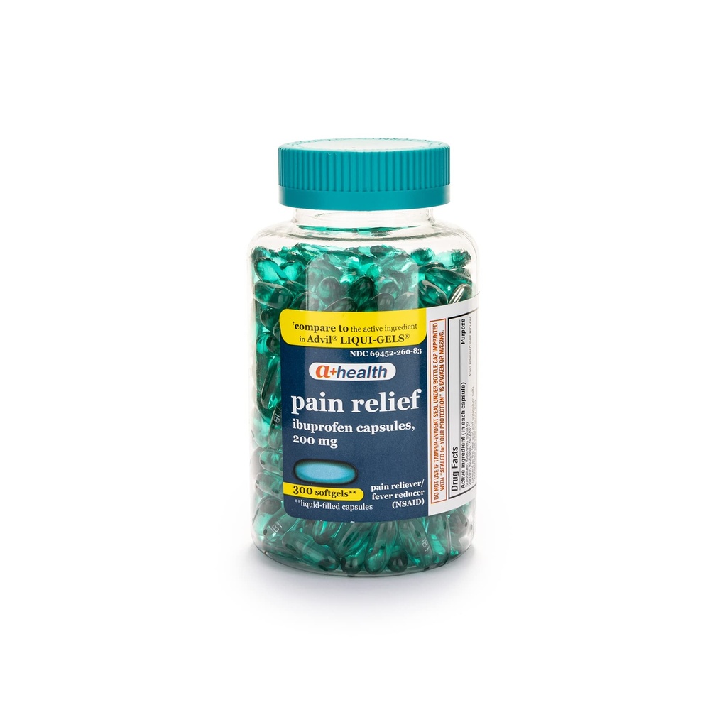 A+Health Ibuprofen 200 Mg Softgels, Pain Reliever/Fever Reducer (NSAID), 300 Count