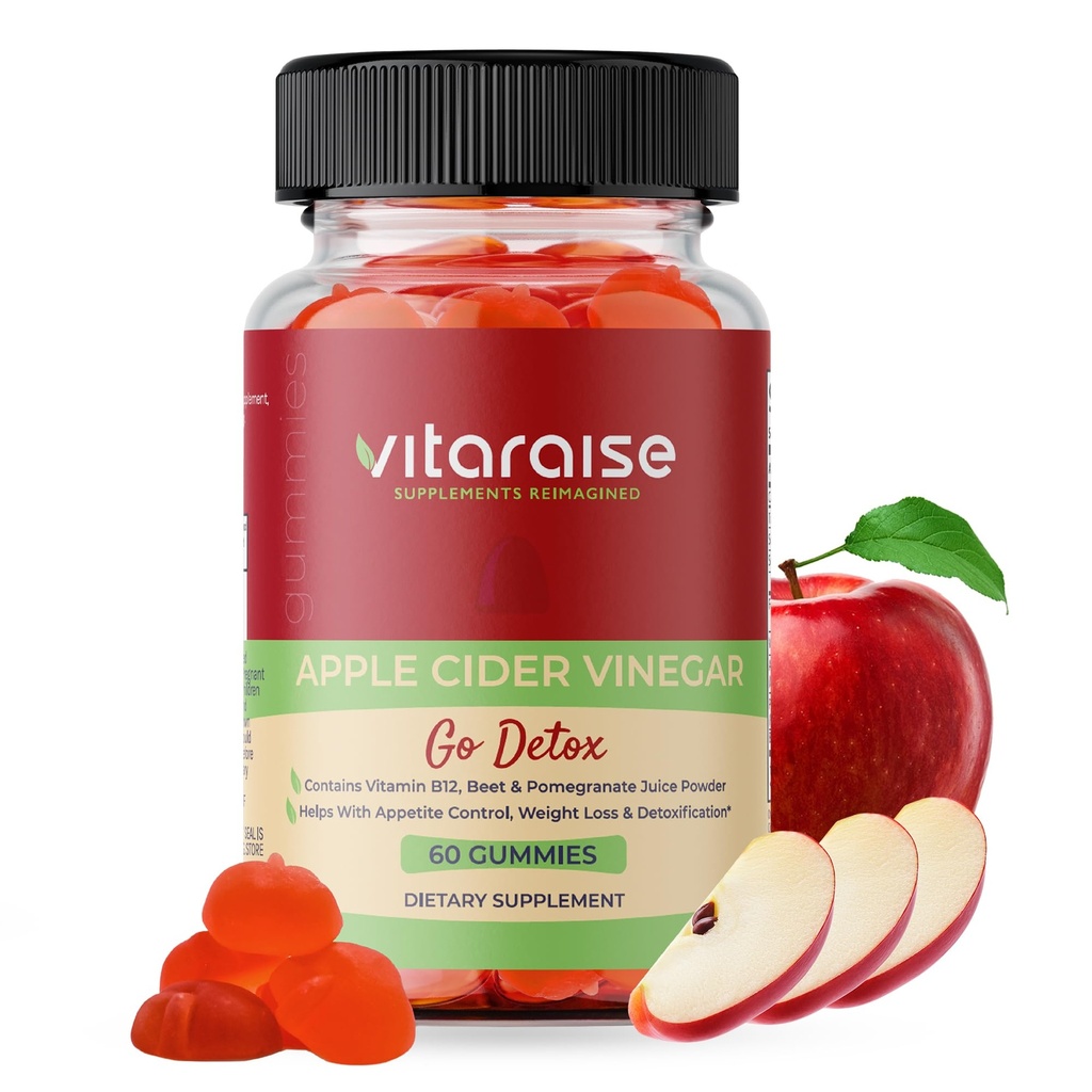 Apple Cider Vinegar Gummies - ACV with Mother Gummies for Weight Loss - Detox & Digestion Support - 1000mg - Keto ACV Gummies B9 & B12 - Metabolism Booster - Vegan, Non-GMO, Gluten-Free - 60 Chews