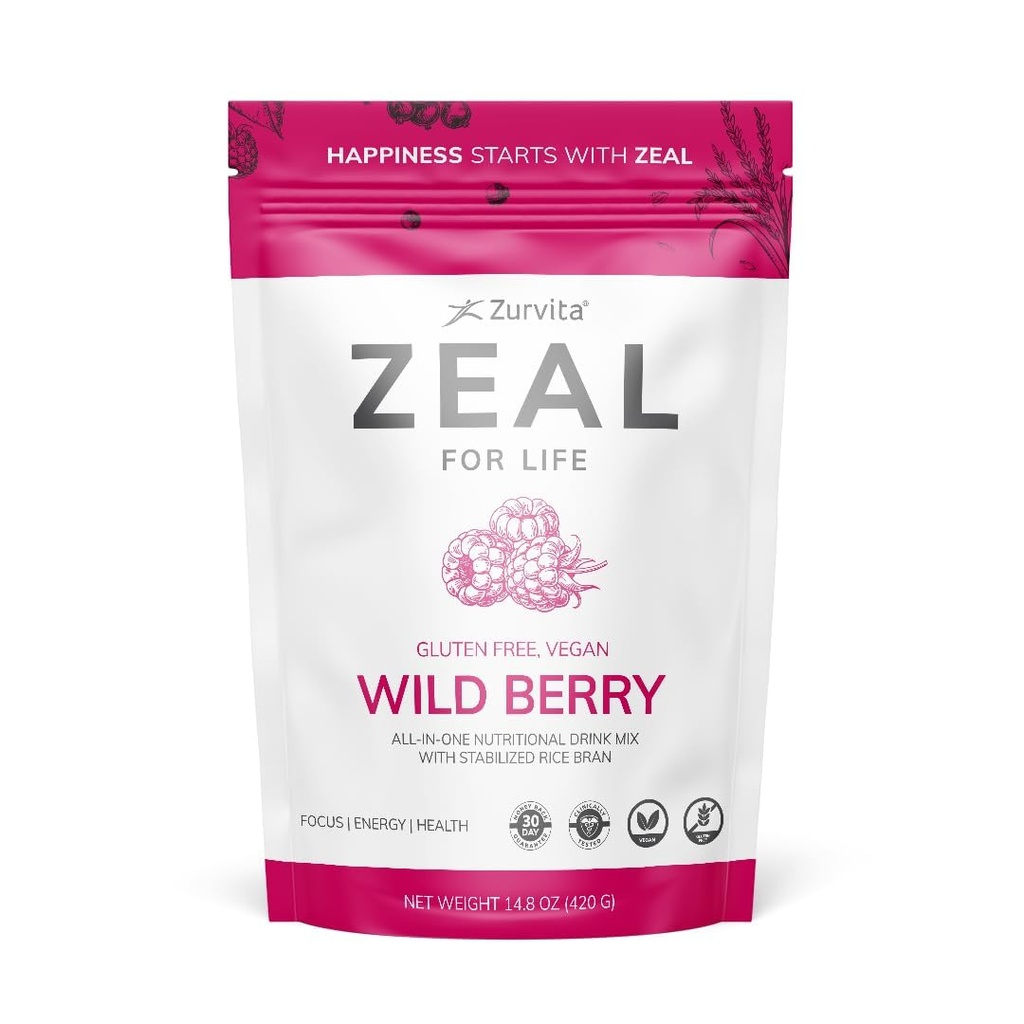 Zurvita - Zéal pour la vie Sac de bien-être de 30 jours - Farine de baies sauvages - Supplément nutritionnel quotidien pour la vitalité, l'immunité et le bien-être global - 420 Grams