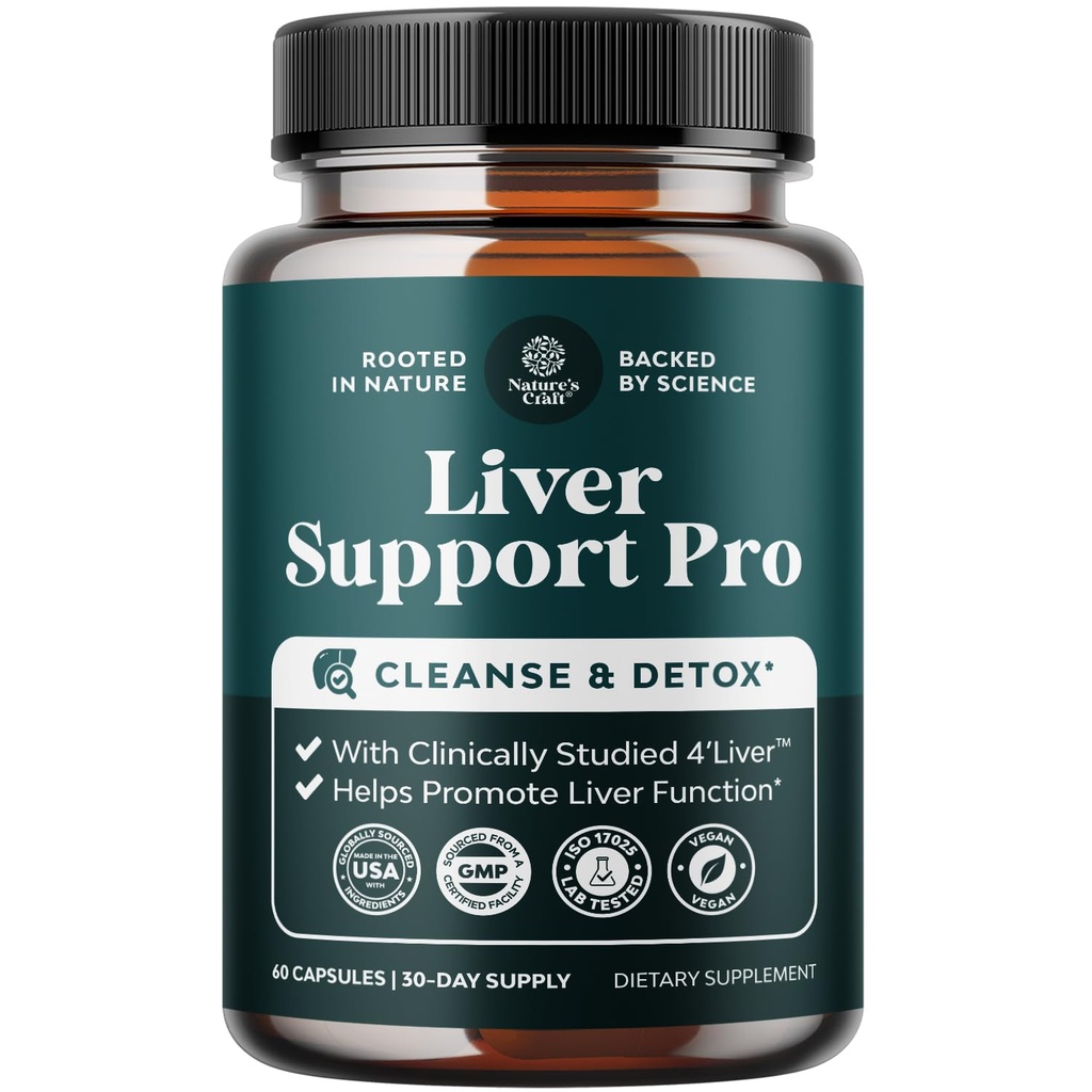 Pro Liver Support Supplement - 2X Più efficace di Milk Thistle - Advanced Liver Health Supplement With Clinically Tested 4’Liver Cleanse Detox & Repair Support - 60 Count (Pack of 1)
