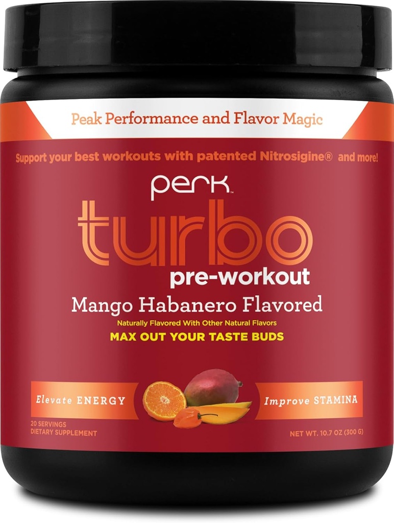 Perk Turbo Pre-Workout Powder (Mango Habanero Aromaed) 20 Serve - Senza glutine