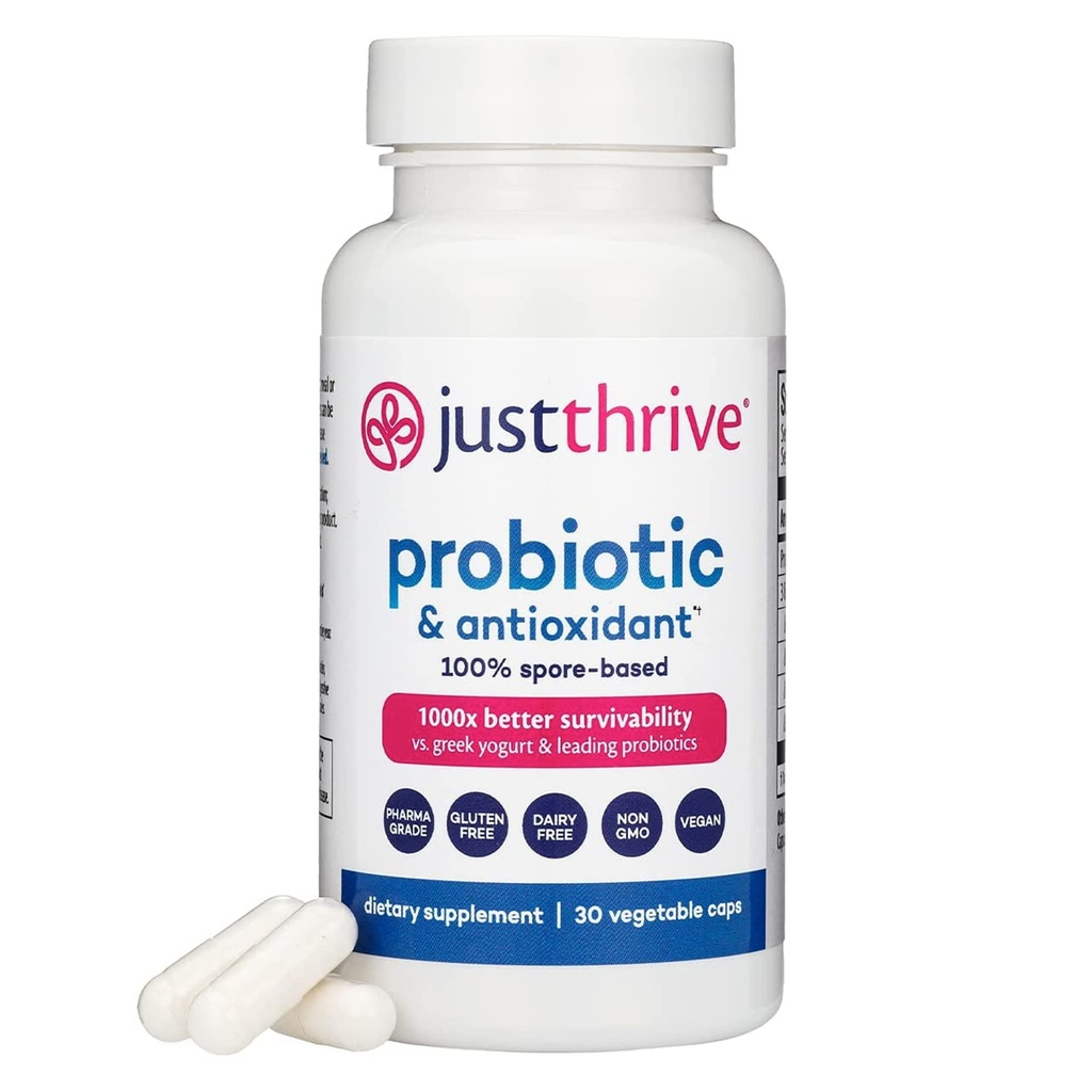 Solo Thrive Probiotic & Antiossidante Supplemento - 100% Spore-Based Digestive and Immune Support - Gluten Free, 30 Caps