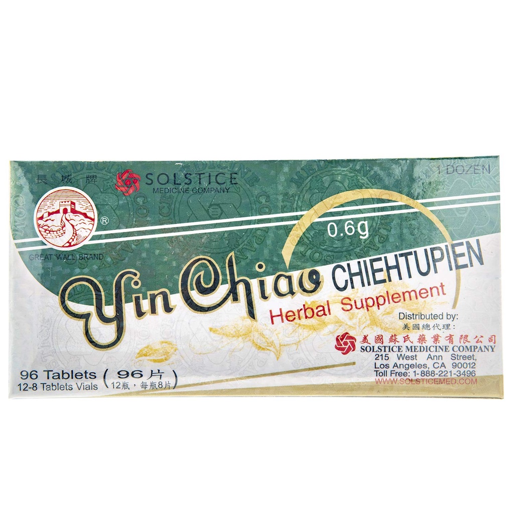 YIN CHIAO CHIEH TU PIEN -Herbal Supplement per il supporto respiratorio (1 scatola, 96 compresse)