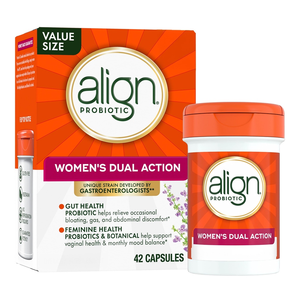 Aligner le probiotique, les femmes double action, les probiotiques vaginaux pour les femmes, les femmes probiotiques pour le soutien de la santé vaginale, avec les probiotiques pour la santé digestive, 42 capsules probiotiques