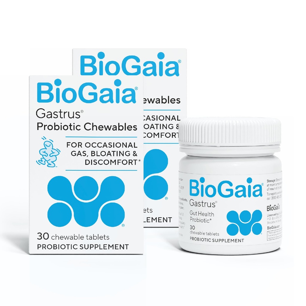 BioGaia Gastrus Gut Health Probiotic | Eases Abdominal Discomfort, Gas & Bloating | Promotes Regularity & a Healthy Gut | Contributes to a Balanced Microbiome | Backed by 30 Years of Research | 2-Pack