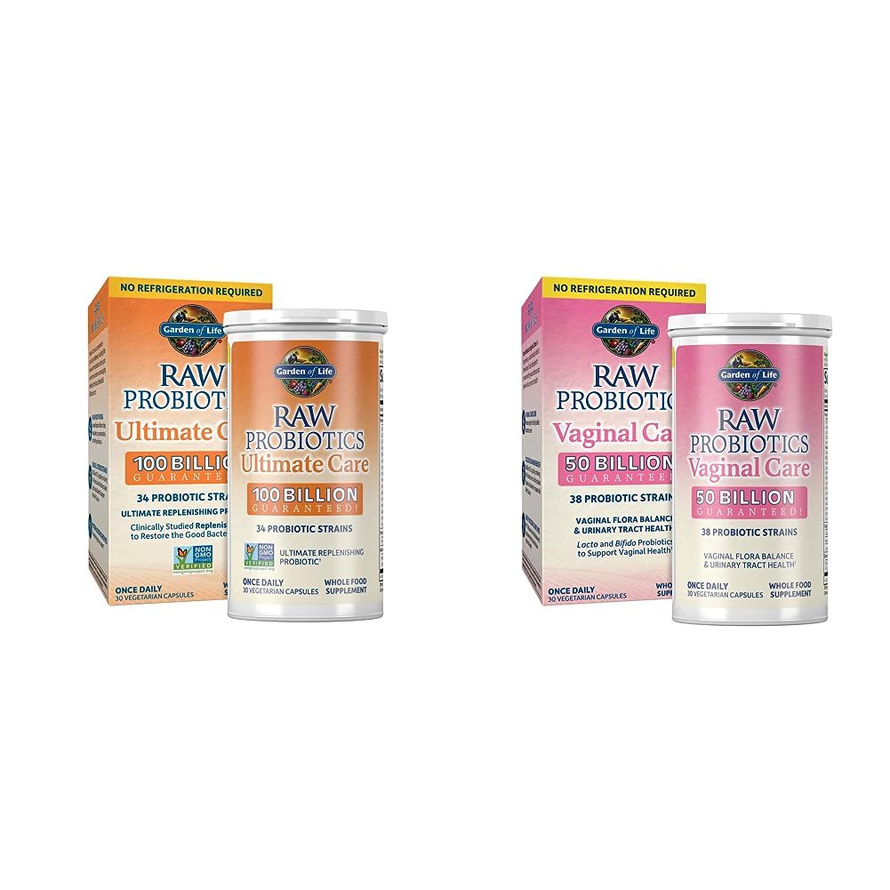 Raw Probiotics for Women and Men Ultimate Care + Vaginal Care Shelf Stable Probiotics (50 Billion CFU)