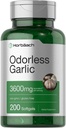 Horbäach Odorless Garlic Softgel Supplement | 200 Count | Ultra Potent Concentrated Herbal Extract | Non-GMO & Gluten Free