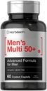Horbäach Mens Multivitamins 50 Plus | 60 Caplets | with Calcium, Magnesium, Vitamin A, B, C, D & E | 50+ Advanced Formula | Non-GMO & Gluten Free Supplement