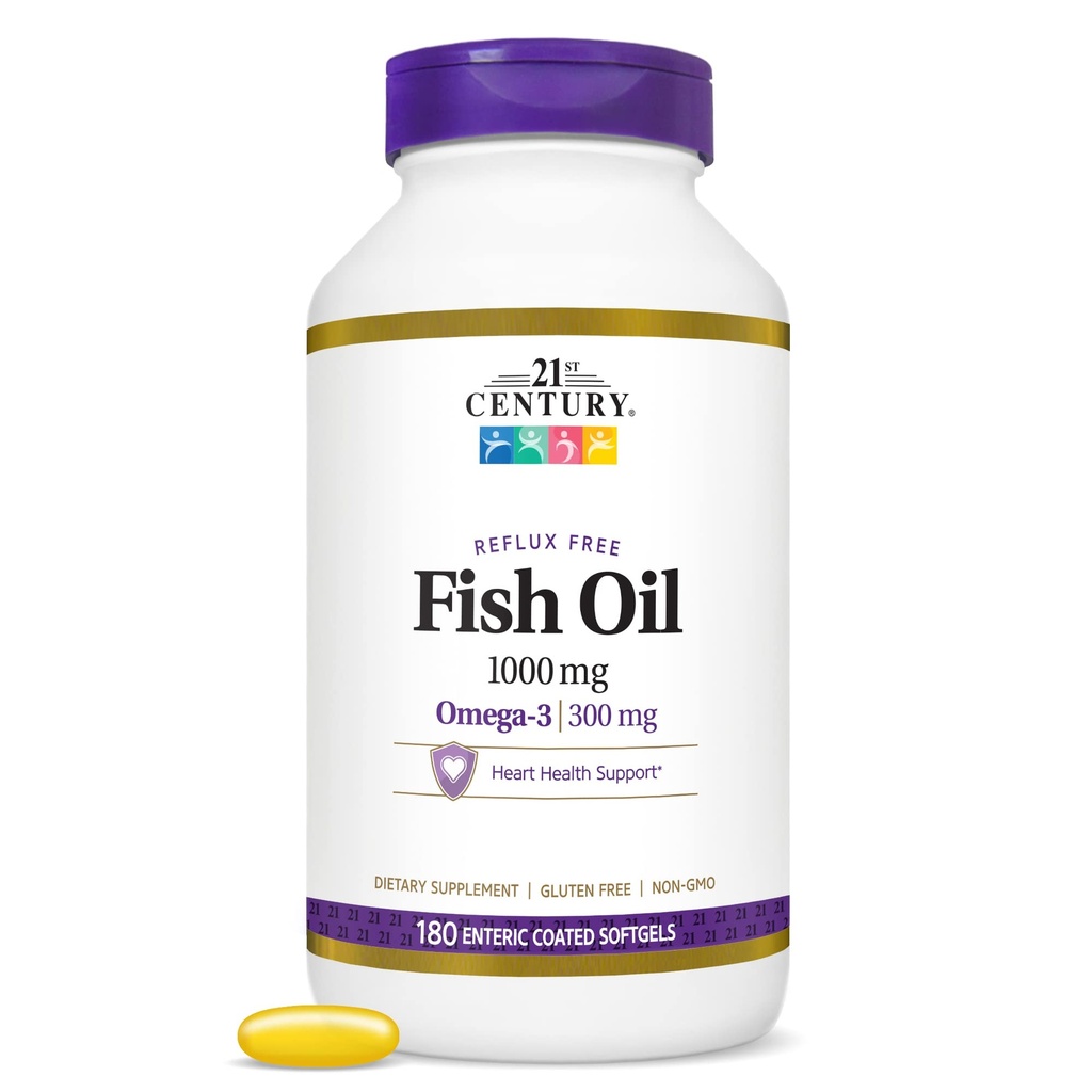 21st Century Fischöl 1000 Mg Enteric Coated Softgels, 180Count
