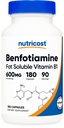 Nutricost Benfotiamine (600 mg) 180 Capsules - Fat Soluble Vitamin B1, Gluten Free, Non-GMO, Vegan, 90 Servings