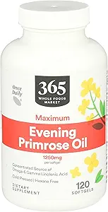 365 von Whole Foods Market, High Potency Evening Primrose Oil 1250mg, 120 Count