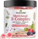 Methylated Vitamin B Complex Gummies for Women & Men, Vitamin B Gummies with All B Vitamins, Vitamin C, Inositol & CoQ10 for Energy, Brain & Immune, Sugar Free- Mixed Berry Flavor, 60 Count