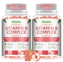 2 Packung 33-in-1 Liposomale Vitamin-B-Komplex-Gummien -B1, B2, B3, B4, B5, B6, B7, B8, B9,B12 | Vitamin C, D3,K2 |Calcium,Magnesiun,Zinc usw.für Energie, Gehirn, Immun, Hautunterstützung & Herzunterstützung