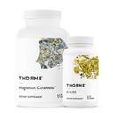 THORNE - Magnesium CitraMate & Vitamin D-5000 Duo - Heart, Bones, Muscles - 60 to 90 Servings