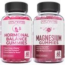 Équilibre hormonal & Gommies de magnésium pour les crampes musculaires, les Gommies de SPM Allégation Bloating & Mood Swings, Magnésium aide à prévenir les crampes et favorise la récupération musculaire - 60 Gommies végétaliens par bouteille