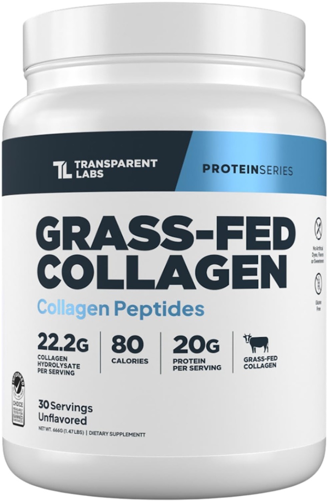 Transparent Labs Grass-Fed Collagen Peptides - 30 Servings, Unflavored