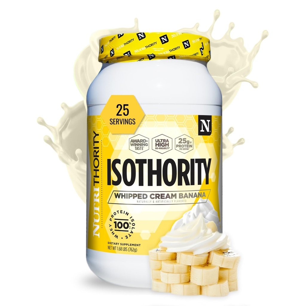 Isothority Whey Protein Isolate, Whipped Cream Banana, 2 lb - Ultra-absorbierbare verzweigte Kette Aminosäuren (BCAA) Pulver mit 25g Protein Per Serving, Low Carb - Muskel- und beschleunigte Erholung