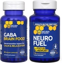 STACKS NATURAUX NeuroFuel Nootropic + GABA Cerveau Food Bundle - Supporte Mémoire, Relaxation et Focus* - 135 Capsules