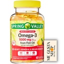 Omega-3 from Fish Oil Softgels Spring Valley, 1000 mg, 60 Count + me Gusta Sticker