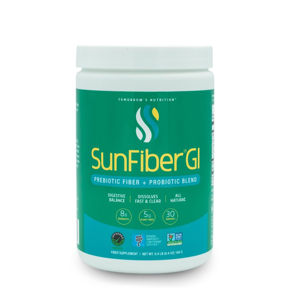 Morgens Nutrition Sunfiber GI, Prebiotic Fiber & Probiotics, 5g Prebiotic Fiber & 8 Billion Probiotics Per Serving, Low FODMAP, 30-Day Supply, 30 Day