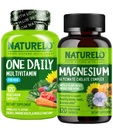 NATURELO Magnesium Glycinate Chelate Complex - 120 Capsules and One Daily Multivitamin for Men, 120 Vegetarian Capsules Bundle