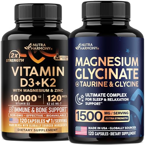 NUTRAHARMONY Vitamin D3 K2 & Magnesium Glycinate with Glycine Capsules