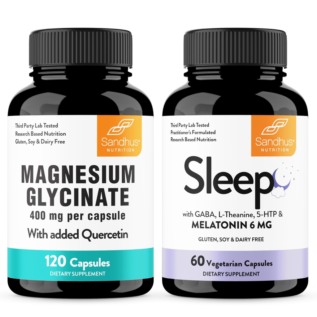 Sandhu's Magnesium Glycinate with Quercetin & Sleep Support Capsules | Supports Quality & Restful Sleep | for Men & Women