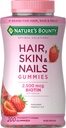 Nature's Bounty Optimal Solutions Haar-, Haut- und Nagelgummis mit Biotin, 2500 mcg, Erdbeer aromatisiert, 200 Count, 100 Portionen insgesamt