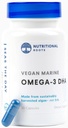 Omega 3 Algae DHA Vegan - Supplemento 3 DHA Omega, miscela di alghe organiche basata sulle piante, Chia Organica e Flax Organico Seed Terze Parti Testata, scelta del medico, alimentazione di 1 mese, 30 capsule