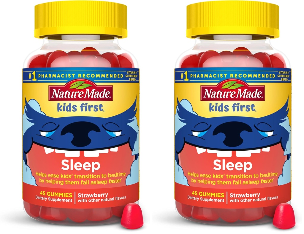 Nature Made Kids First Sleep Melatonin Gummies,100% Drug-Free Sleep Aid,Kids-Sleep Gummies for Restful-Sleep,45 Count (Pack of 2)