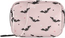 Bats d'Halloween Pink Pill Box 7 Day Pill Case Travel Pill Organizer Bag with Zipper Portable Weekly Vitamin Medicine Supporter Pouch Bag