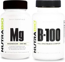NutraBio B-100 B Vitamin Complex und Reacted Magnesium Supplement Bundle – Vitamin Supplement Bundle kann mit Immunsystem, Knochengesundheit, gesundes Haar, Haut und Nägel helfen