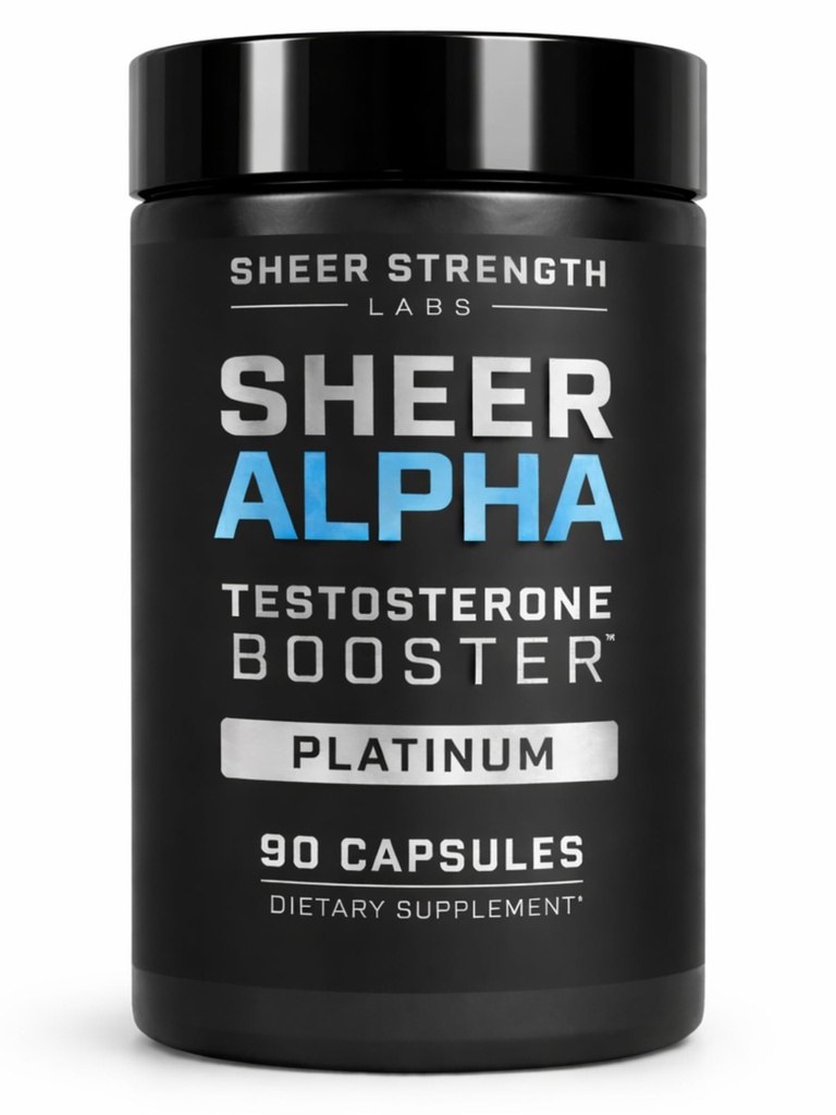 Sheer Strength Labs Testostérone Booster T-Booster pour hommes - Dose soutenue cliniquement, formule la plus forte - Fabriqué aux États-Unis - Premium Blend de Fadogia Agrestis Tongkat Ali et Shilajit. 30 Services