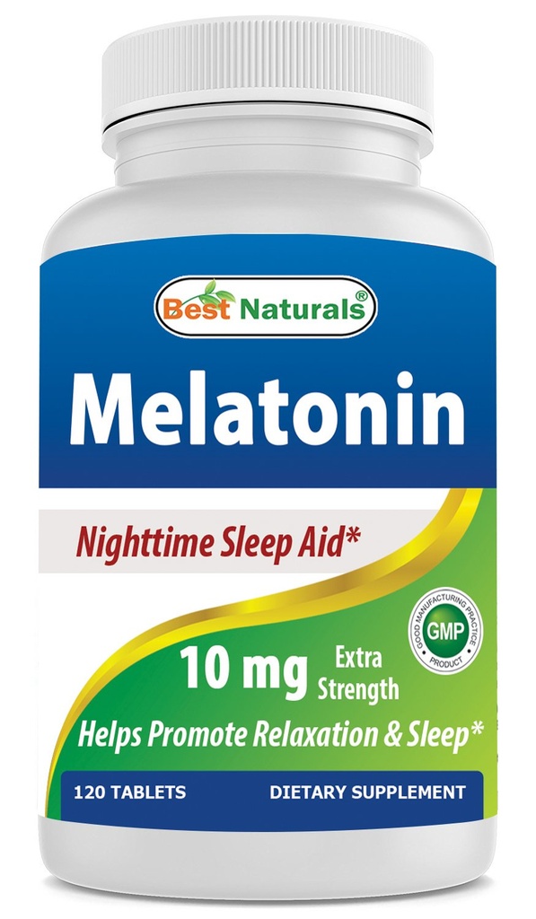 Best Naturals Melatonin 10mg (Non-GMO) Tablets - Helps Promote Relaxation & Sleep - 120 Count
