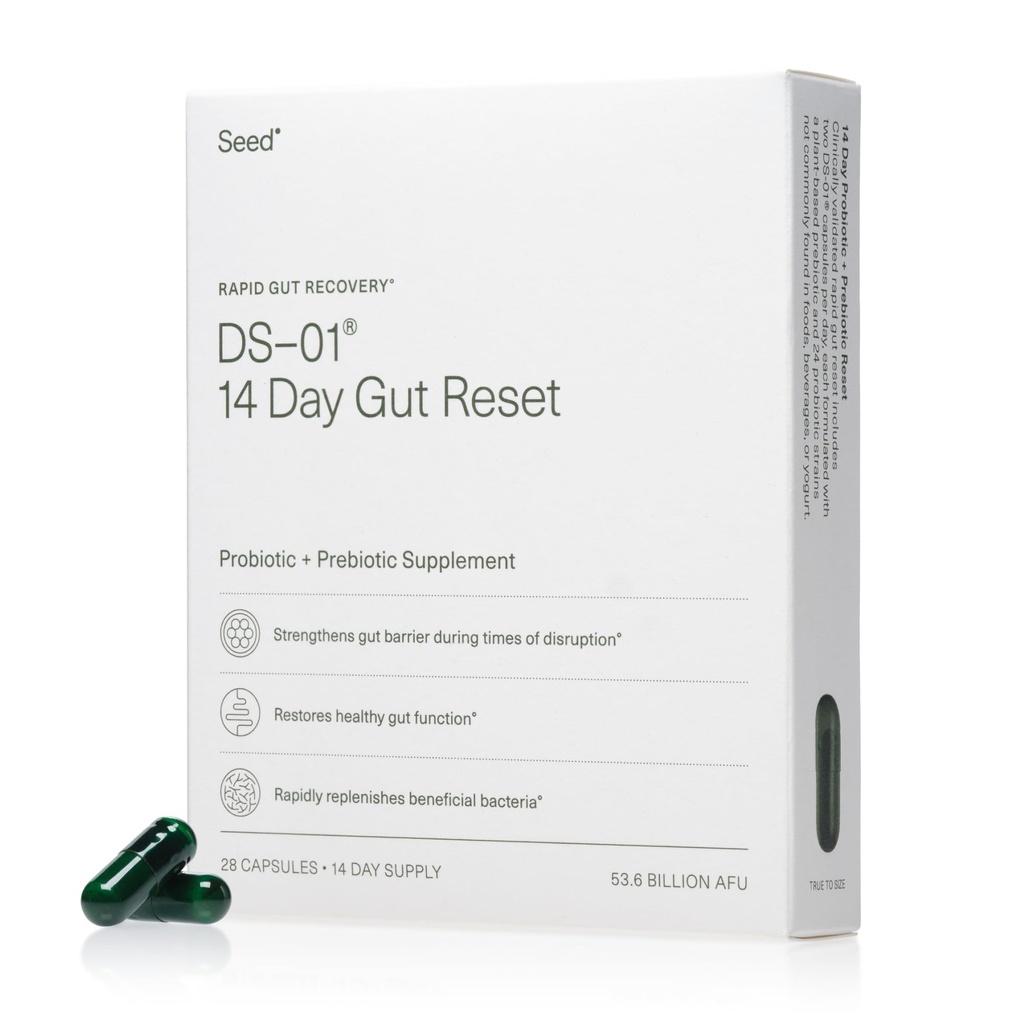 Seed 14 Day Gut Reset - Prébiotique et probiotique pour les femmes et les hommes - Santé digestive, Gut Health, Rapid Gut Recovery, Bloating & Constipation Relief - Vegan & Table-Stable - 28 capsules (14 jours d'approvisionnement)