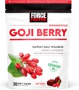 FORCE FACTOR Goji Berry Soft Chews Superfood Antioxidantien Ergänzung zu gesunden Augen und Haut, Immune Gesundheit und Entzündung, Non-GMO, Gluten-Free, & Vegan, Goji Berry Flavor, 30 Soft Chews