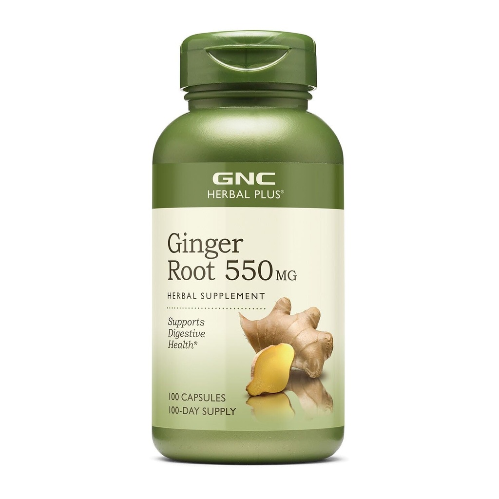 GNC Herbal Plus Ginger Root 550mg Supplemento, Supporta la salute digestiva, 100 Serve