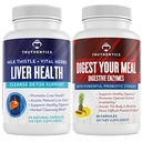 TRUTHENTICS Liver Health and Digestive Enzymes Bundle - Unterstützung für Leberreiniger Detox, Verdauung, Nährstoffabsorption, Okzialgas und Bloating - Glutenfrei, Non-GMO