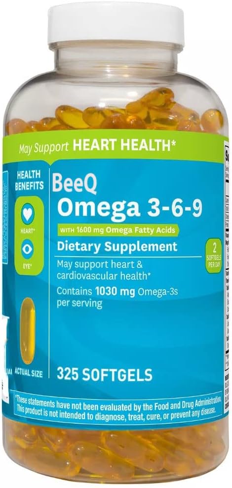 Omega 3-6-9 Nahrungsergänzungsmittel (325 ct.) Kann Herz und Herz-Kreislauf-Gesundheit unterstützen* Mai fördern Augengesundheit