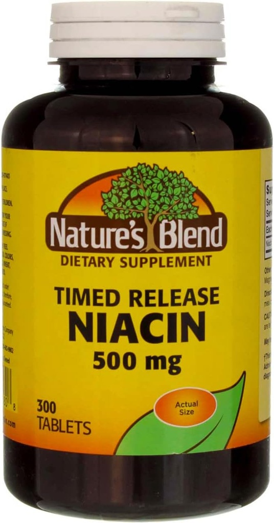 Mélange naturel Niacine à libération différée 500 mg 500 mg 300 onglets